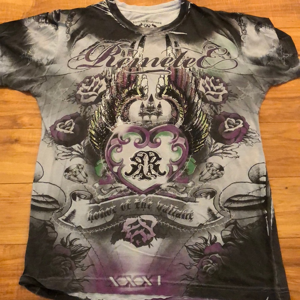 Remelee TShirt Beaded Black Purple Size Large